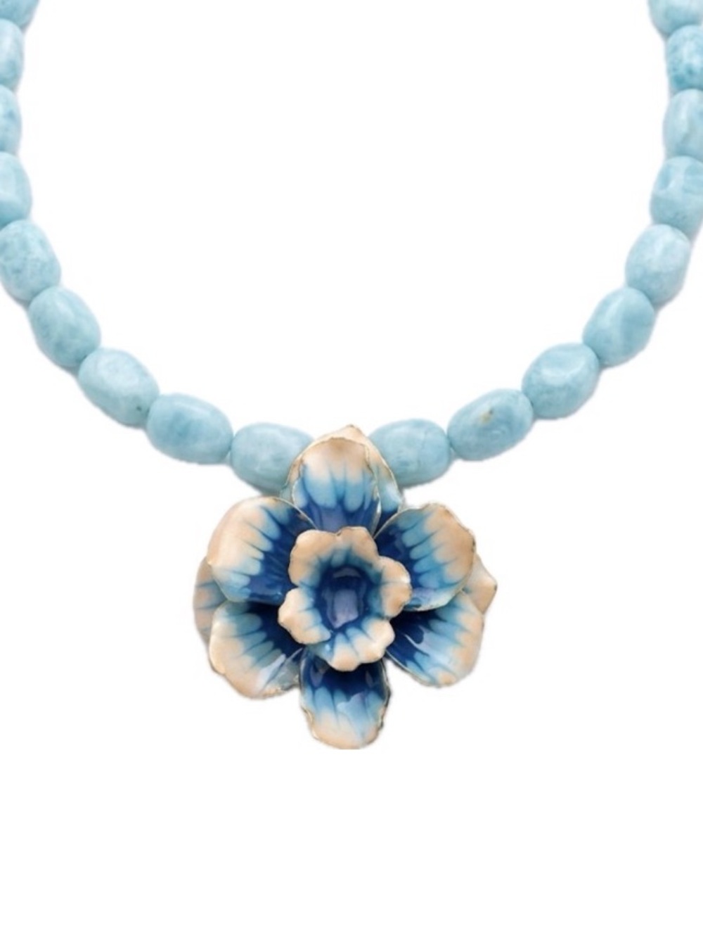 NWT ⚜️🩵⚜️ Piper K Blue Beaded Necklace with Flower Pendant